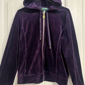 Ralph Lauren Deep Purple Velvet Women's Zip up Sweater